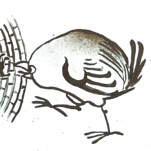 A glass painting of a medieval style wren.